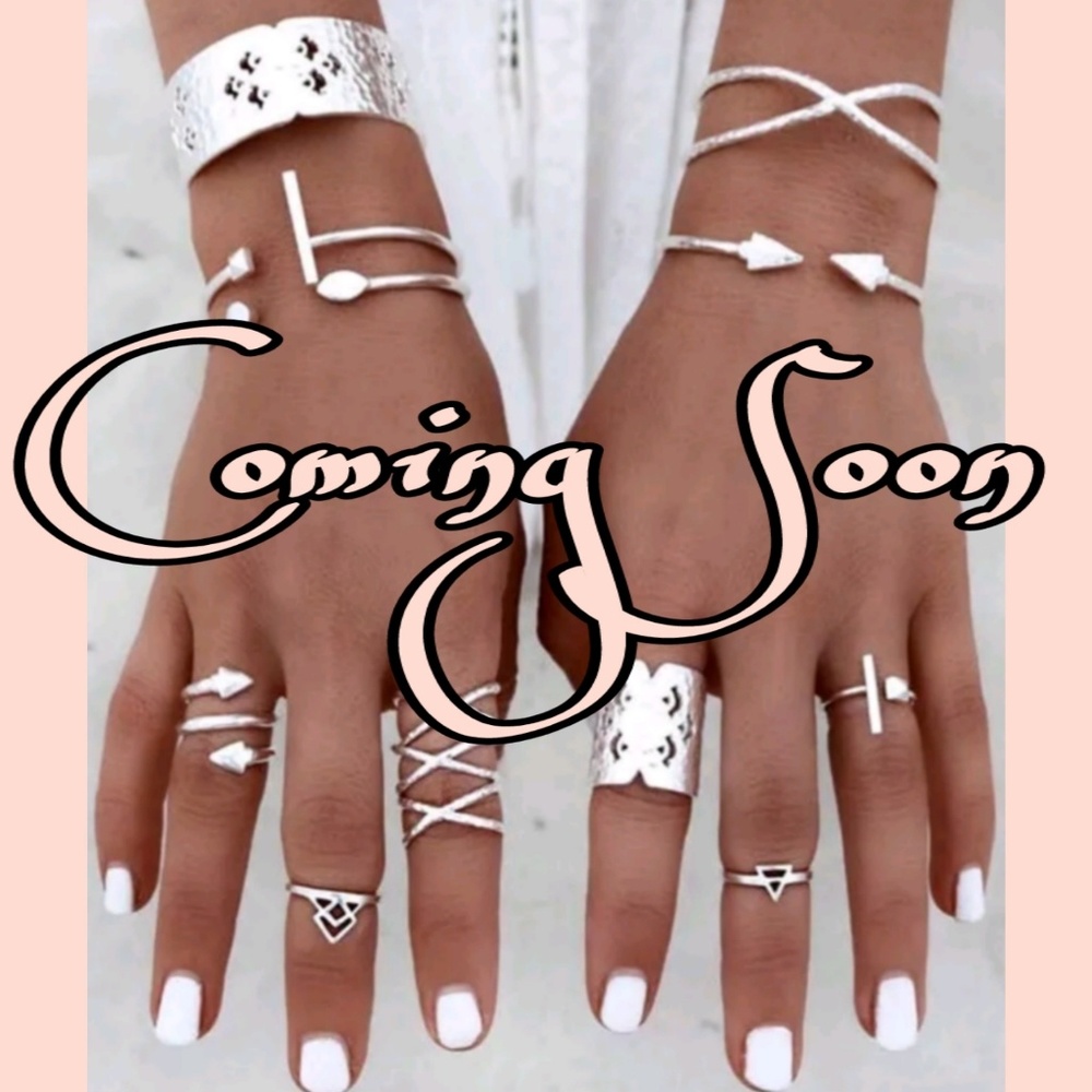 Vintage 8Pcs Antique Silver Knuckle ring set